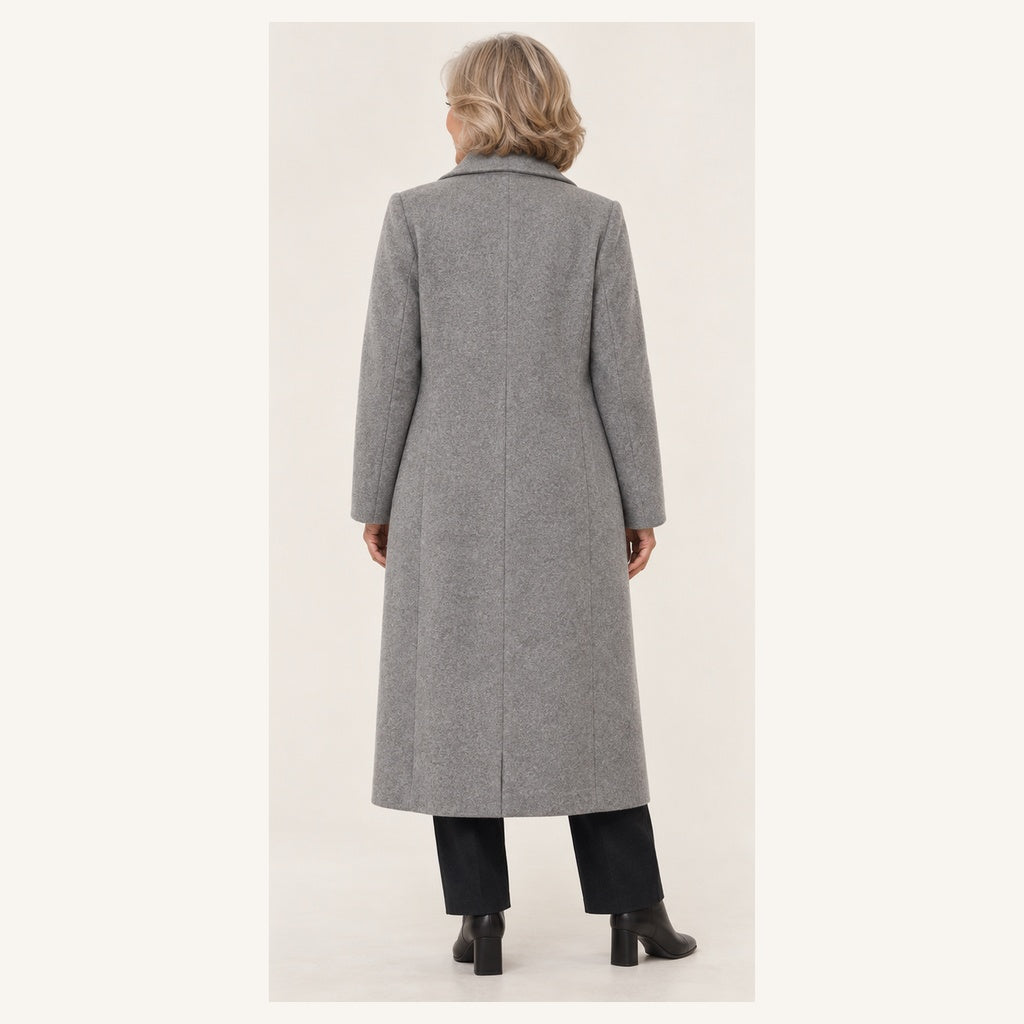 Women's Straight-Cut Long Coat – Wool Look — senior model — back