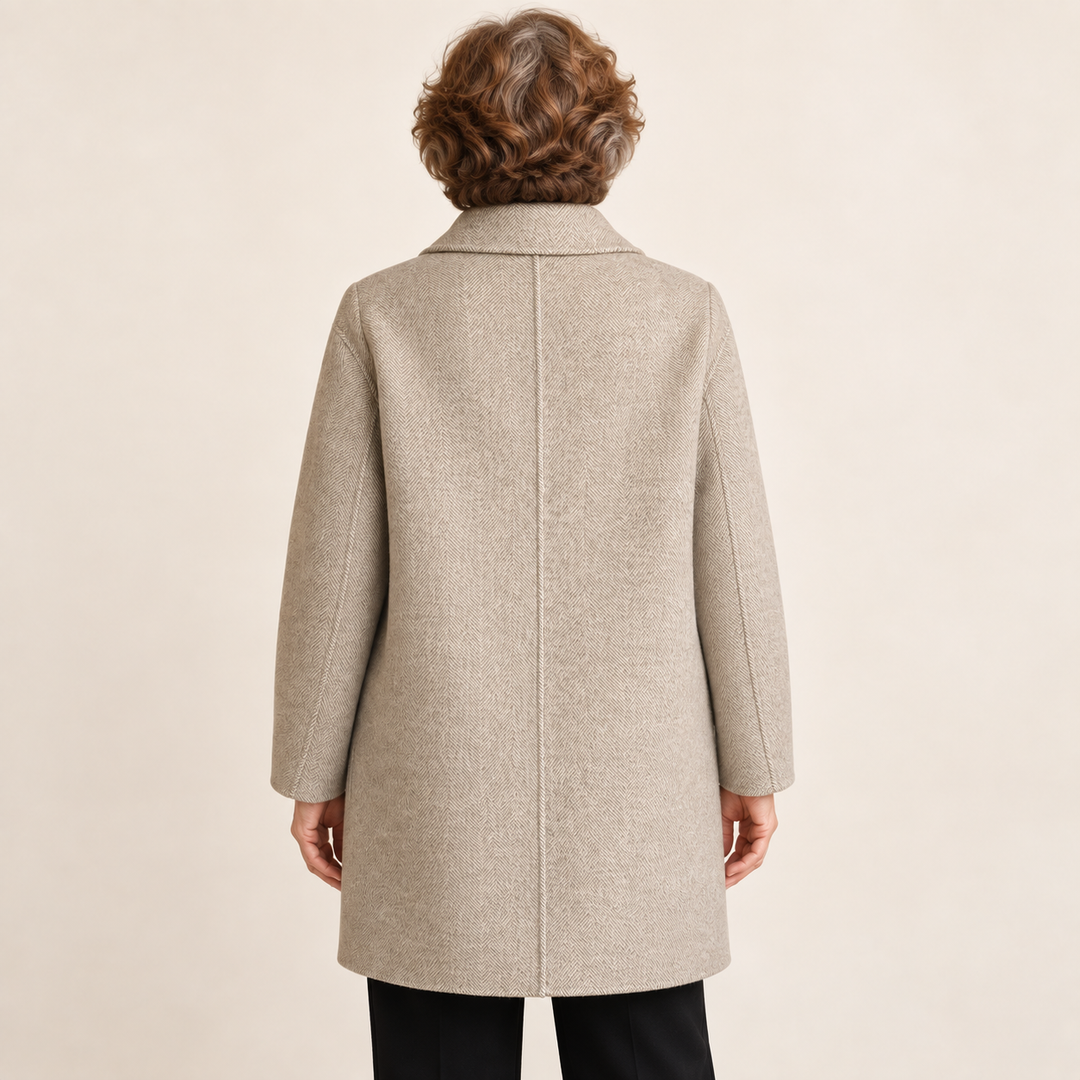 Women's fitted mid-length coat — back