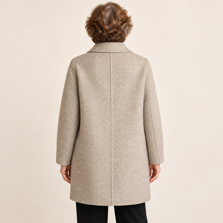 Women's fitted mid-length coat — back