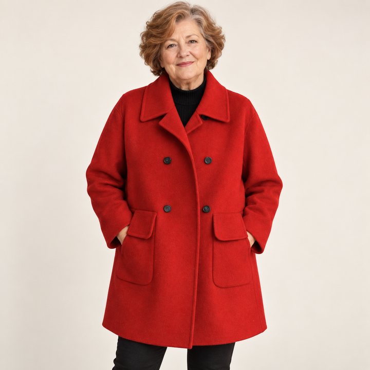 Women's fitted mid-length coat — front
