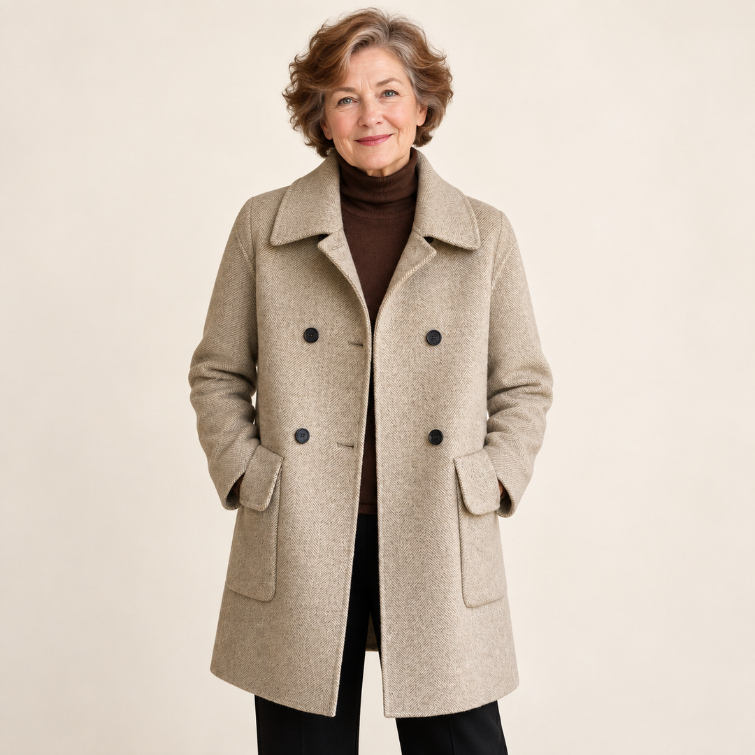 Women's fitted mid-length coat — grey