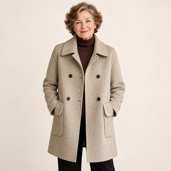 Women's fitted mid-length coat — grey