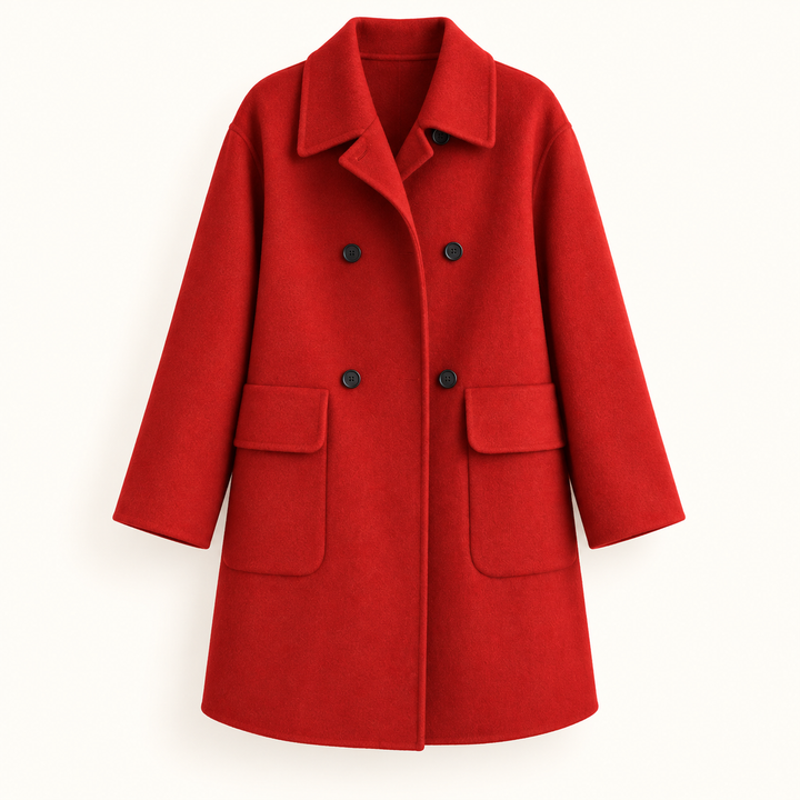 Women's fitted mid-length coat — isolated