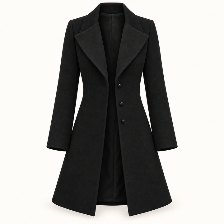 Women's fitted wool blend coat — Black product view