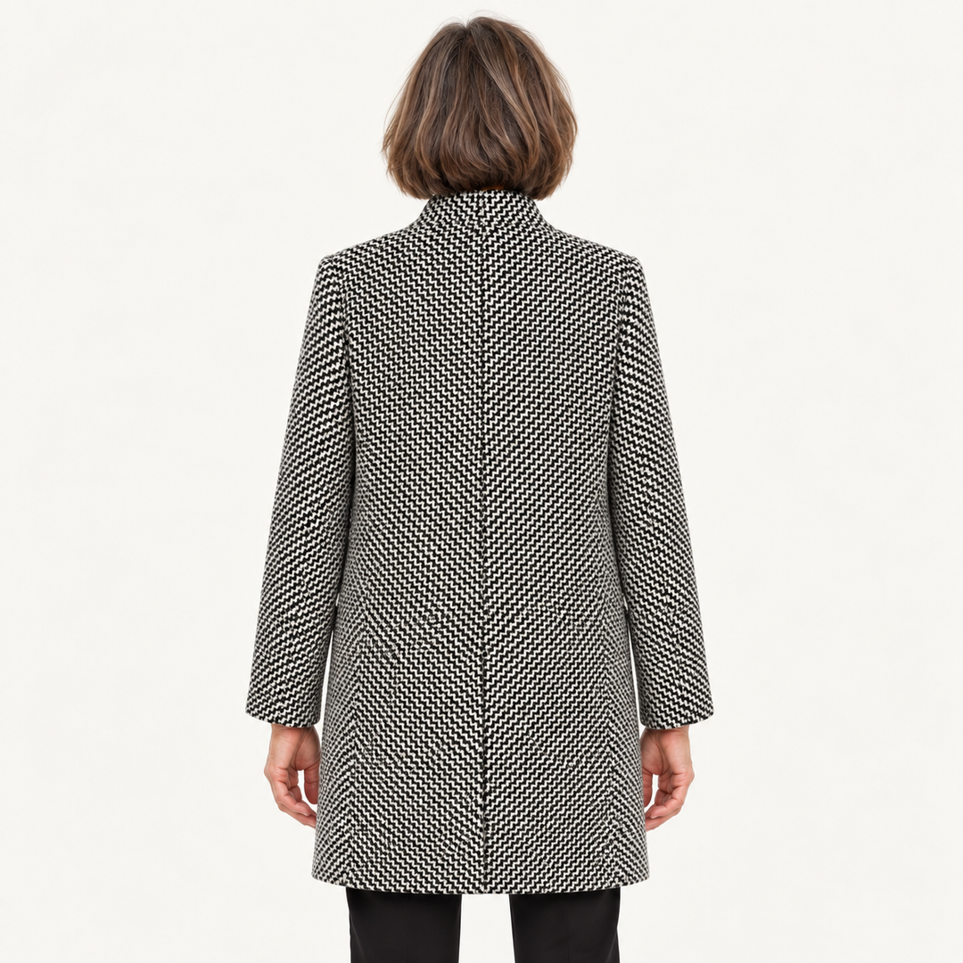 Women's grey houndstooth coat — back