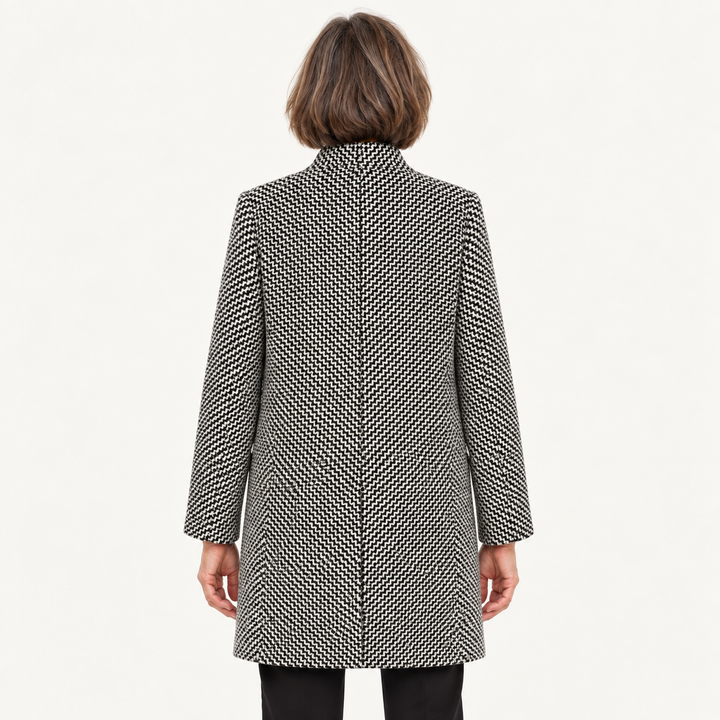 Women's grey houndstooth coat — back
