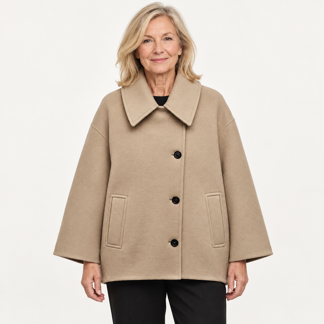 Women's oversized short coat — beige