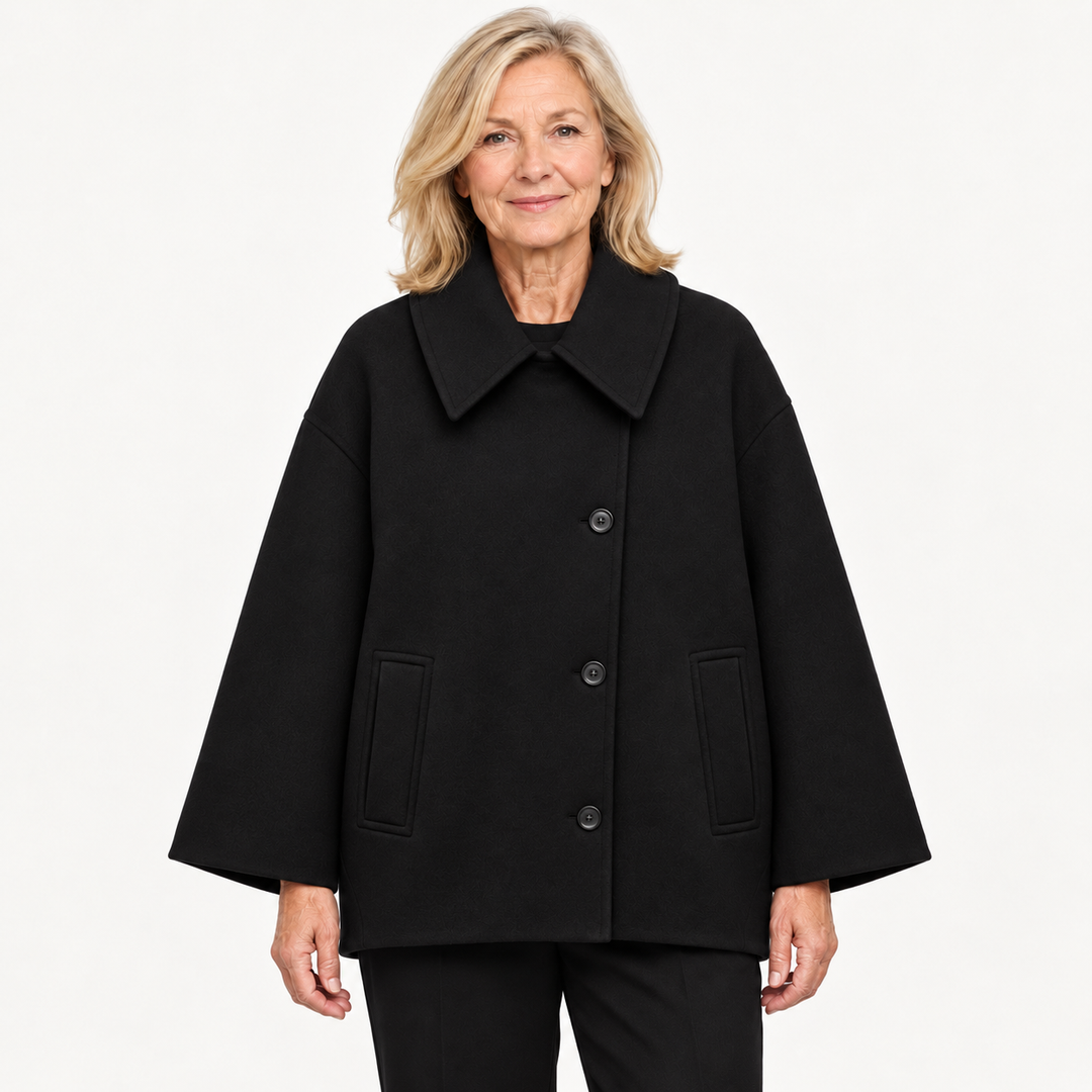 Women's oversized short coat — black