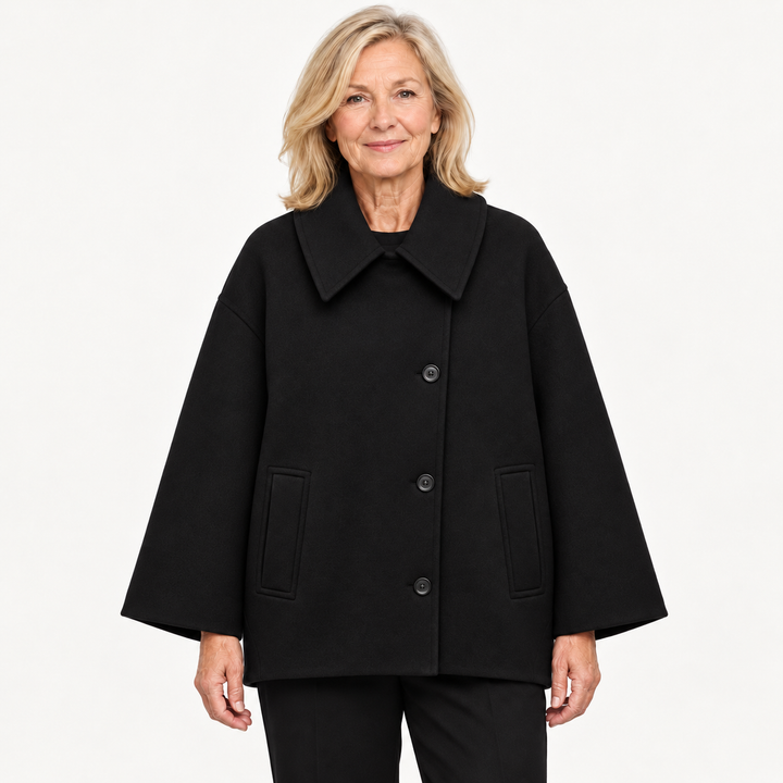 Women's oversized short coat — black