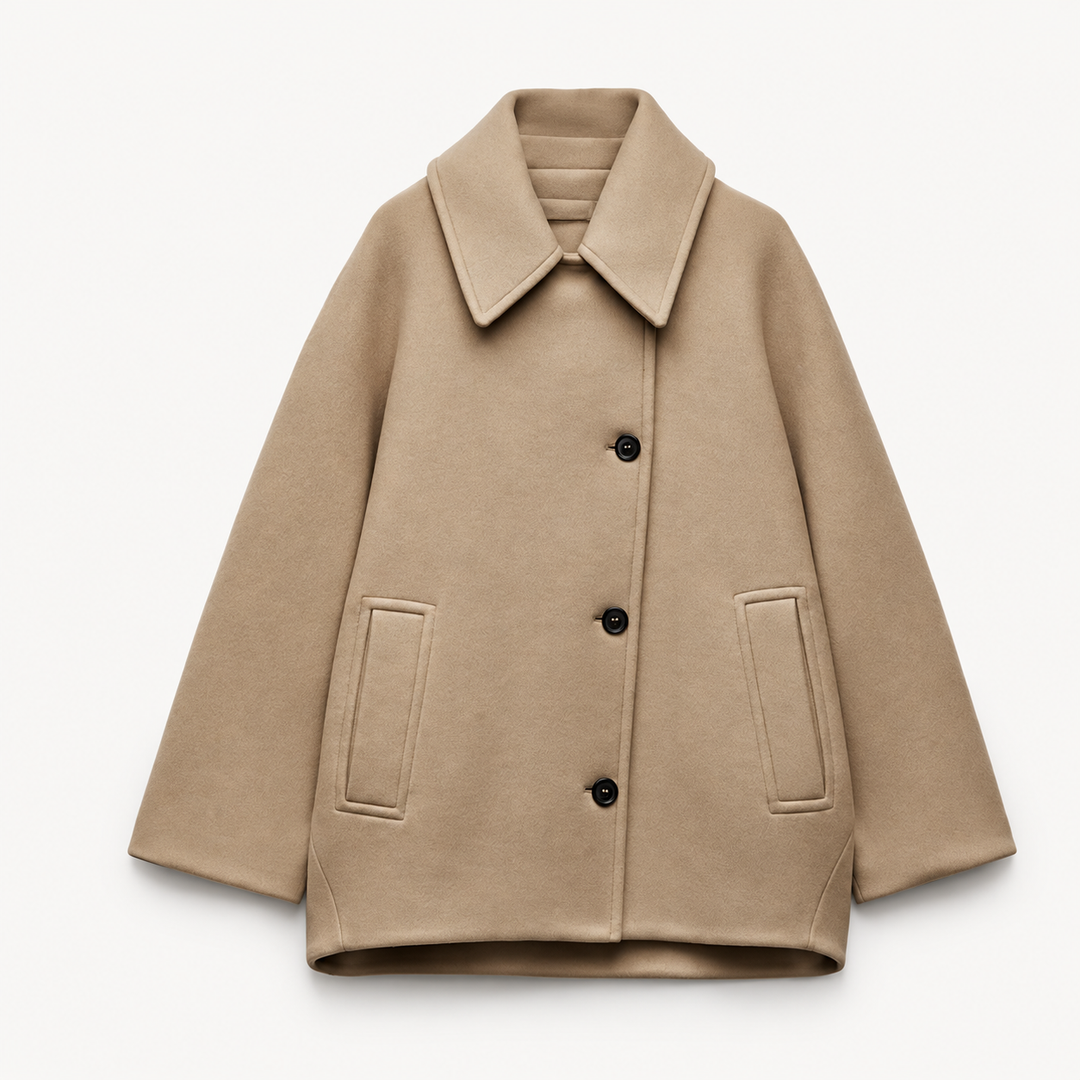 Women's oversized short coat — isolated