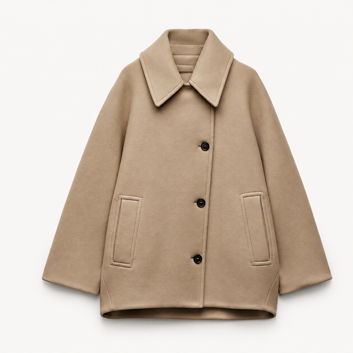 Women's oversized short coat — isolated