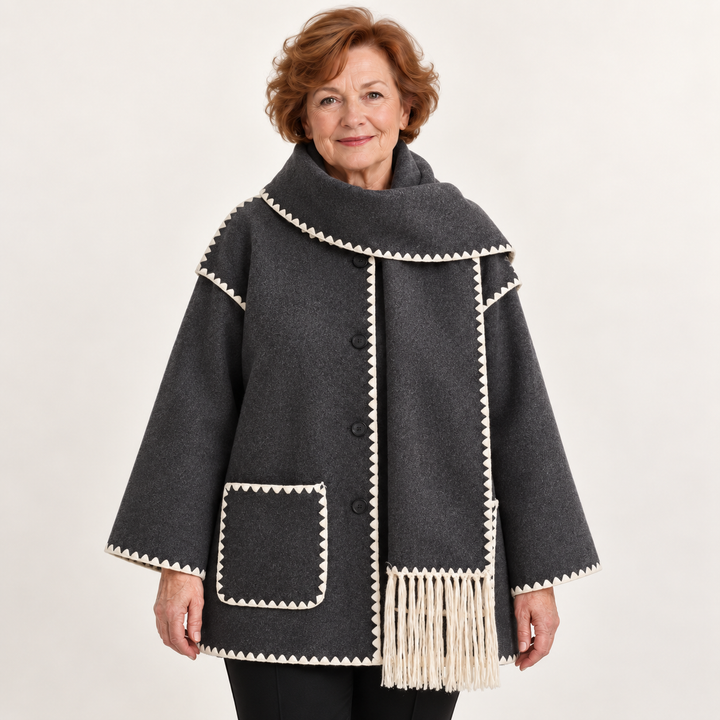 Women's scarf coat — darkgrey