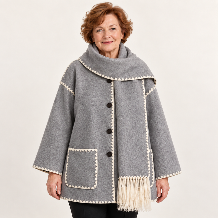 Women's scarf coat — lightgrey