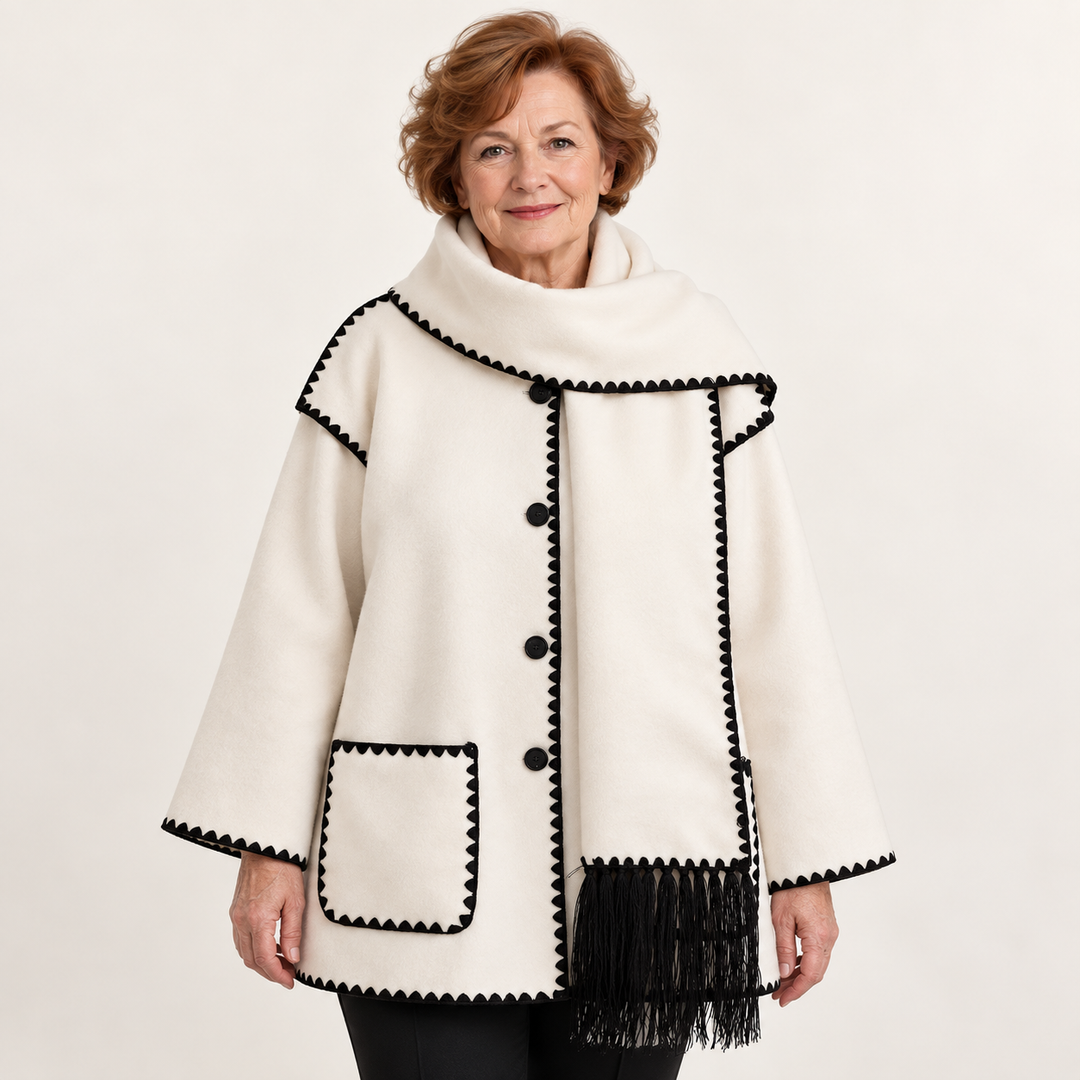 Women's scarf coat — White — front