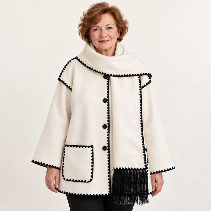 Women's scarf coat — White — front