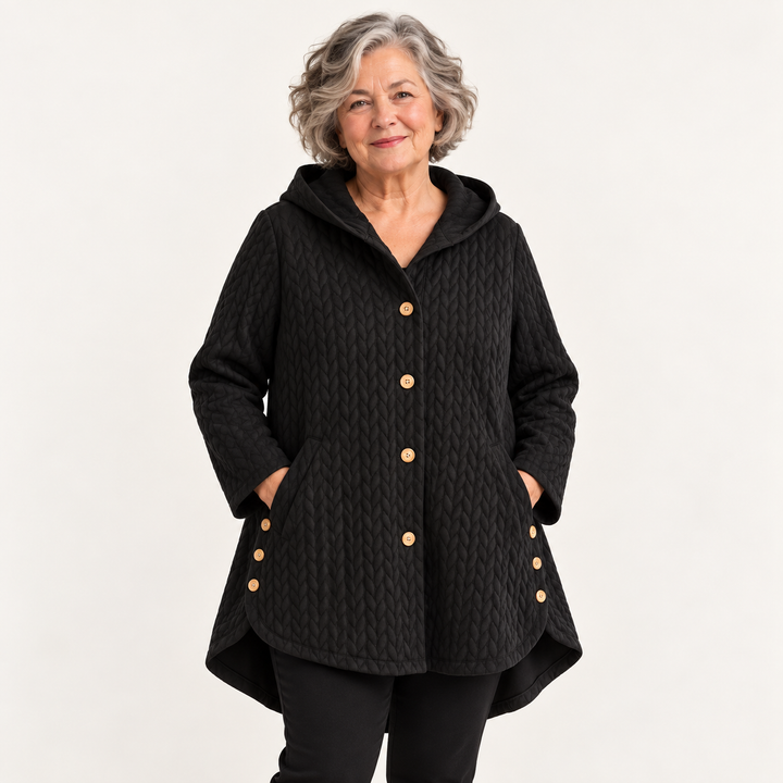 Women's warm lined hooded coat — front