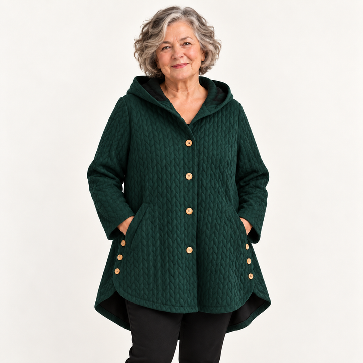 Women's warm lined hooded coat — green