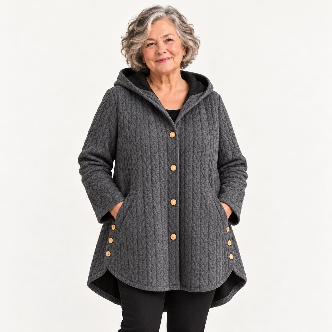 Women's warm lined hooded coat — grey