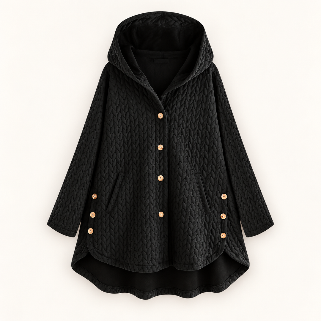 Women's warm lined hooded coat — isolated