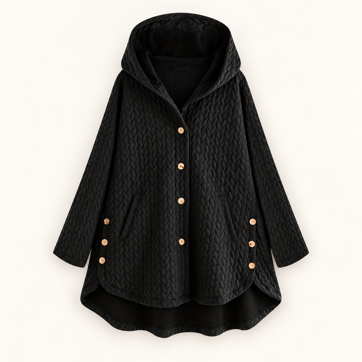 Women's warm lined hooded coat — isolated