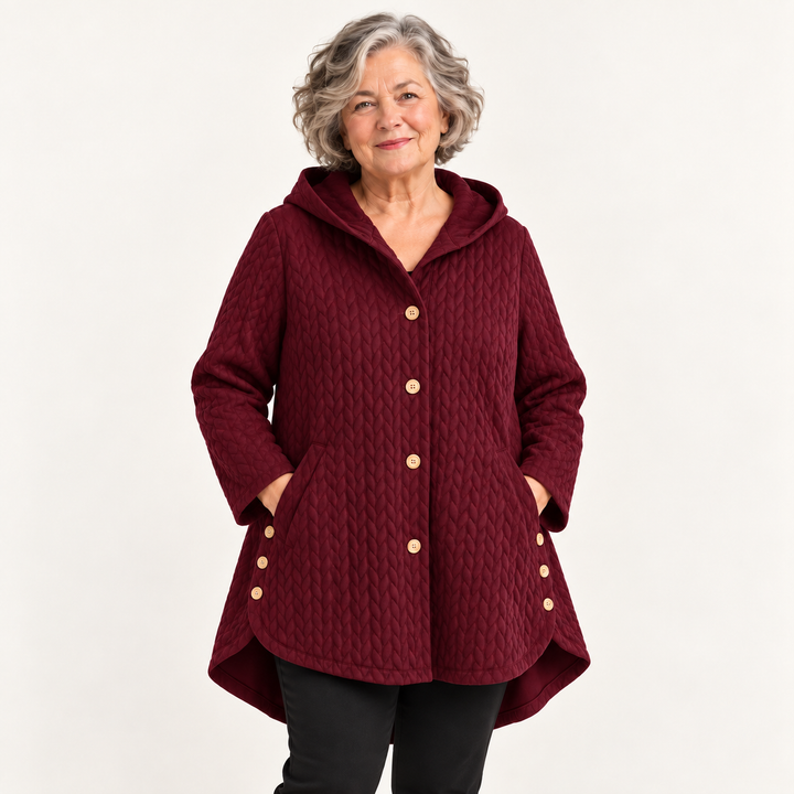 Women's warm lined hooded coat — red