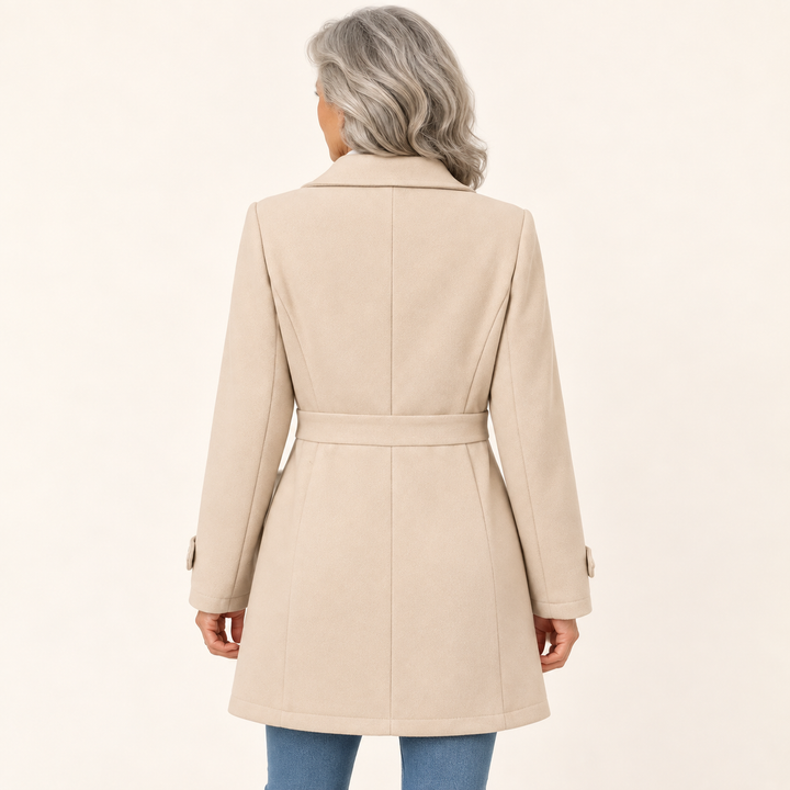 Trench Coat with Adjustable Belt – Champagne – rear