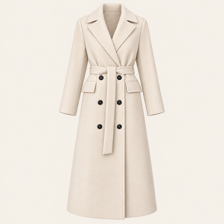 Belted Double Breasted Coat – Beige – product only