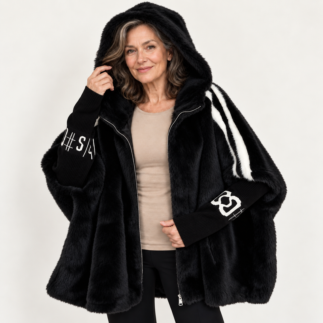Women's Long Oversized Faux Fur Coat - Black