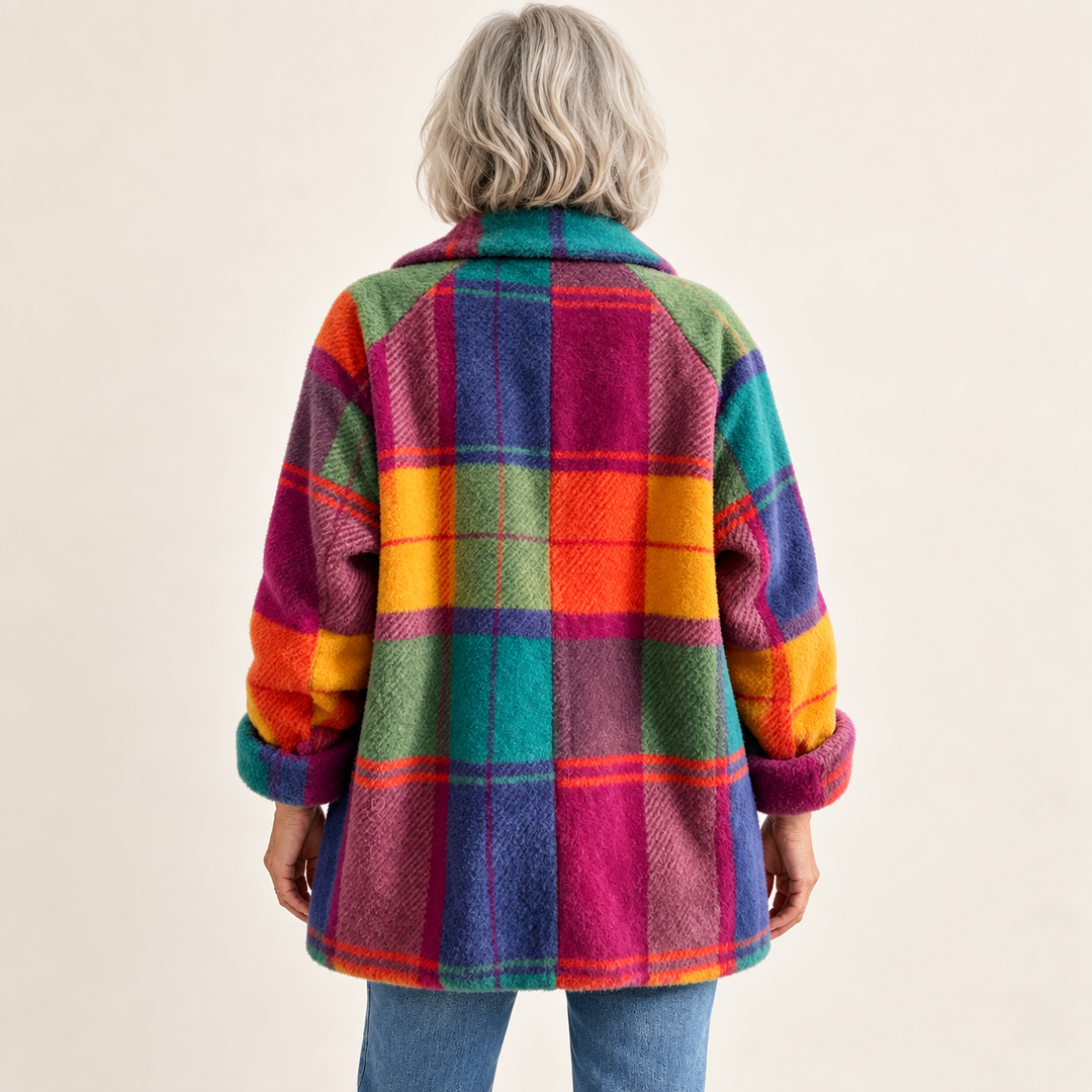 Colourful Check Coat – Rainbow – rear