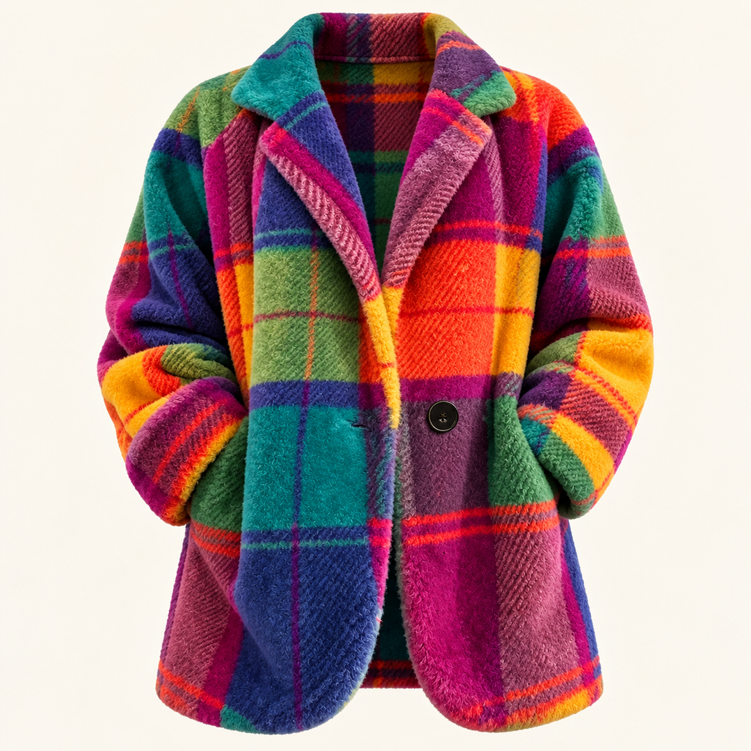 Colourful Check Coat – Rainbow – product only