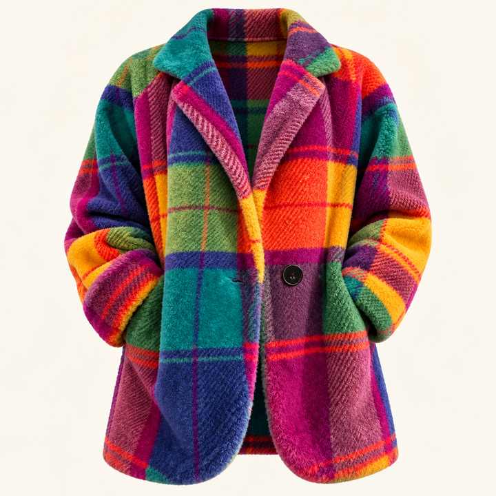 Colourful Check Coat – Rainbow – product only