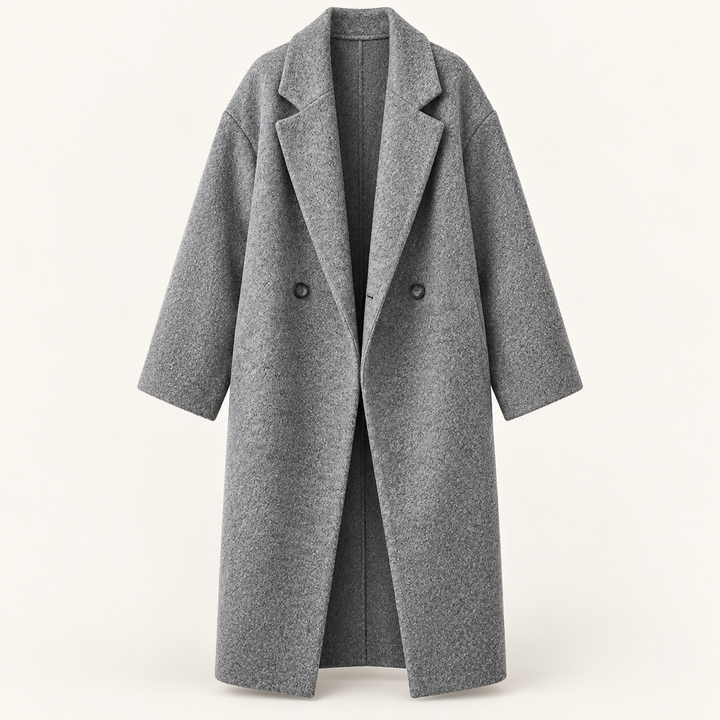 Women's Long Everyday Coat – Warm & Timeless – Grey – product only