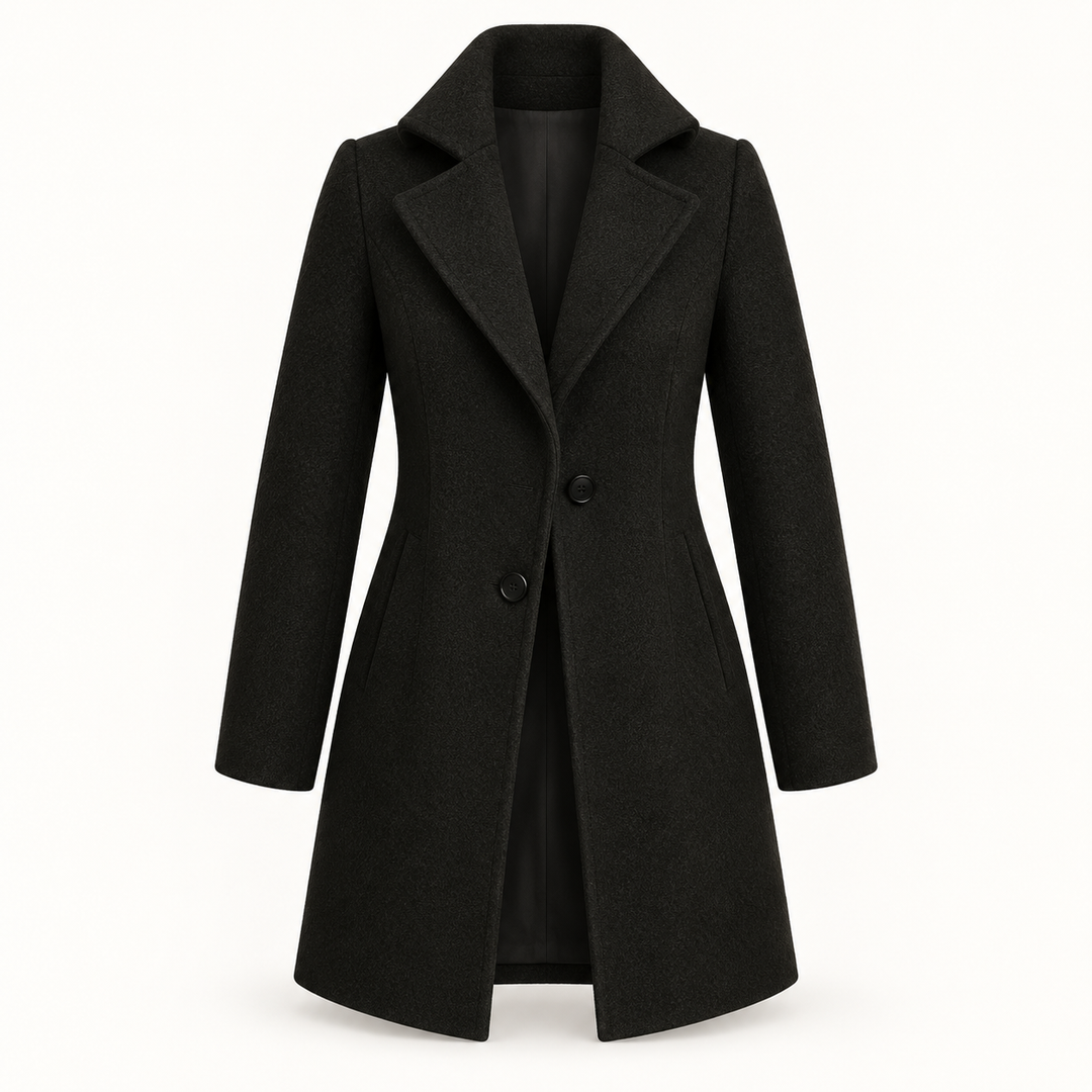 Long Wool Coat – Black – product only