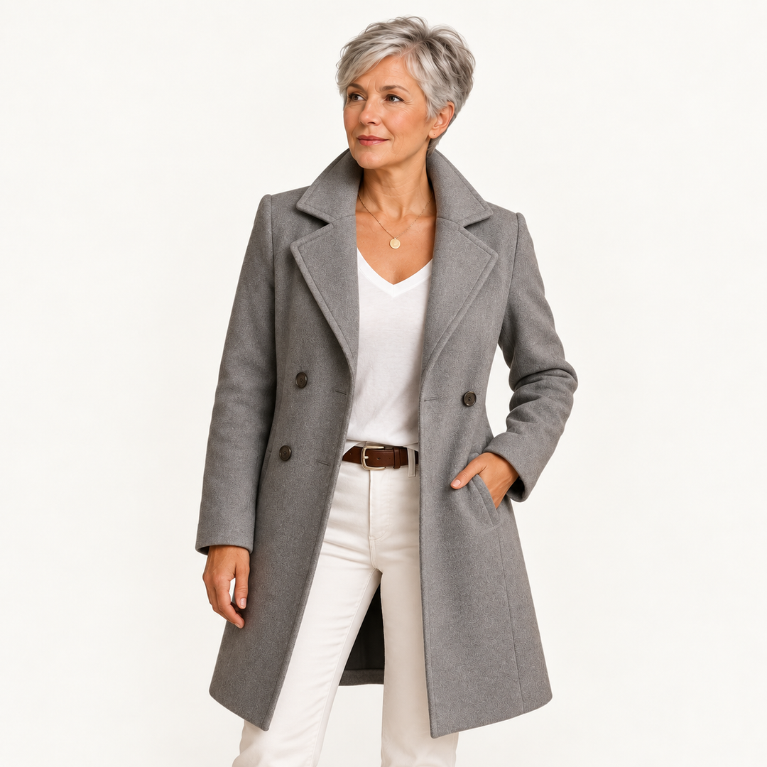 Long Wool Coat – Grey – front