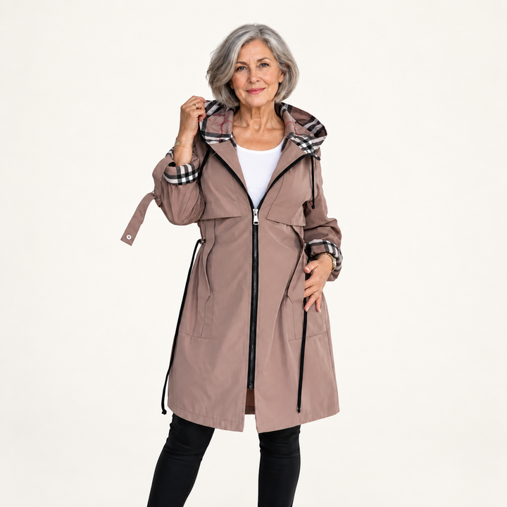Windproof Rain Coat — Brown — front