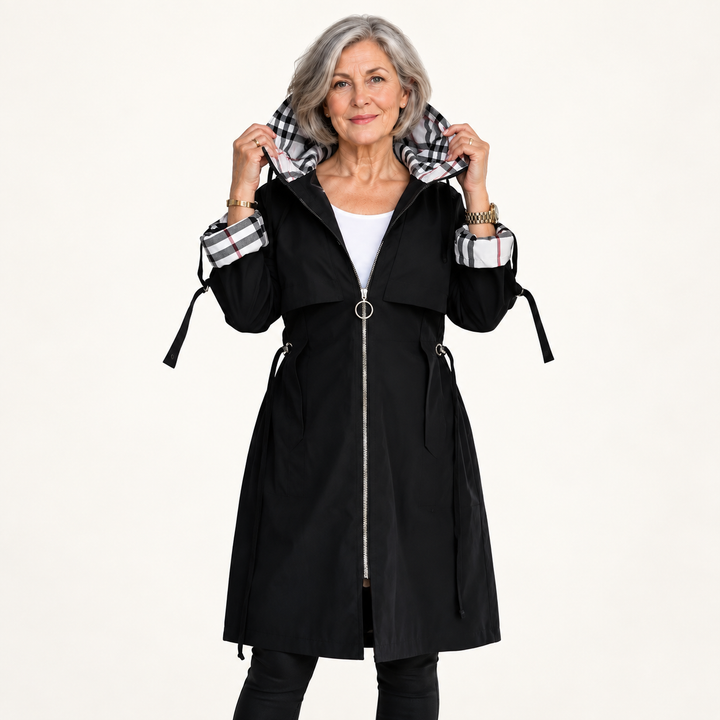 Windproof Rain Coat — Black — front