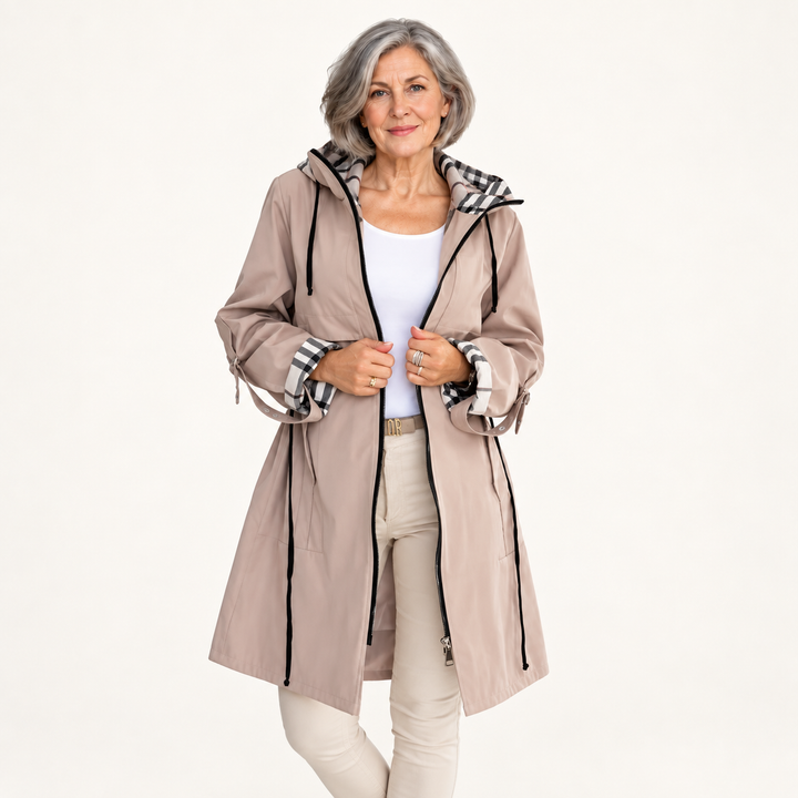 Windproof Rain Coat — Beige — front