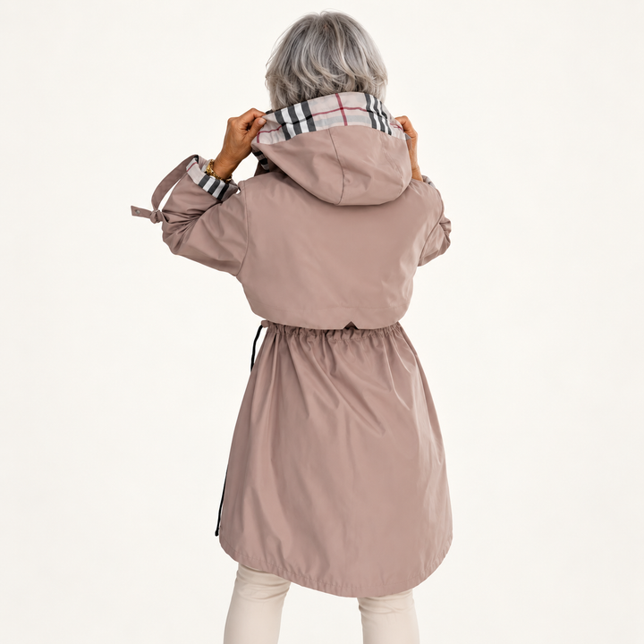 Windproof Rain Coat — Brown — rear view