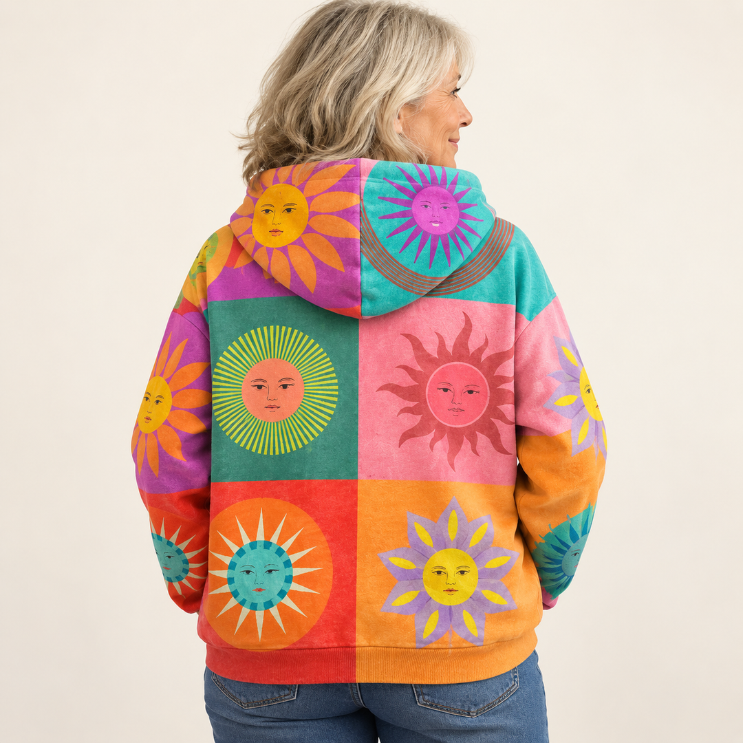 Thalindra Rainbow Sunburst Hoodie back view