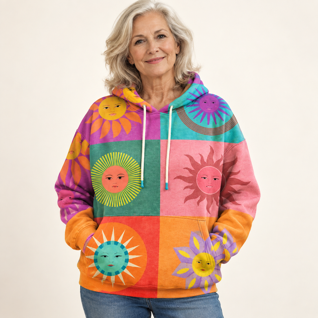 Thalindra Rainbow Sunburst Hoodie front view