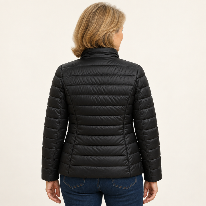 Ulla transitional padded jacket in Black, back view