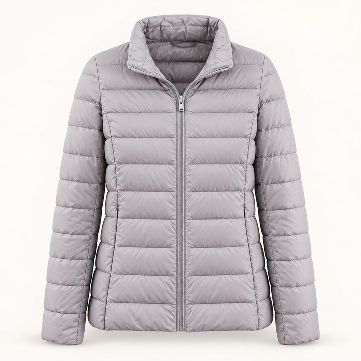 Ulla transitional padded jacket in Grey, isolated front view