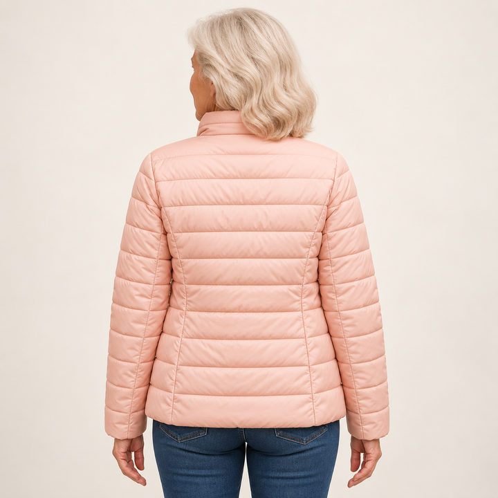 Ulla transitional padded jacket in Light Pink, back view