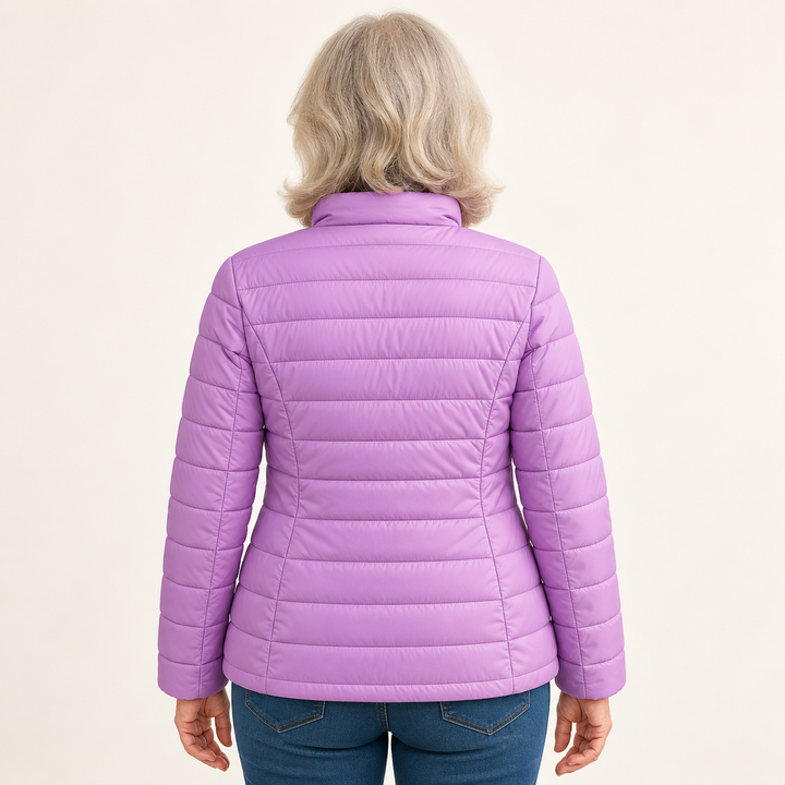 Ulla transitional padded jacket in Lilac, back view