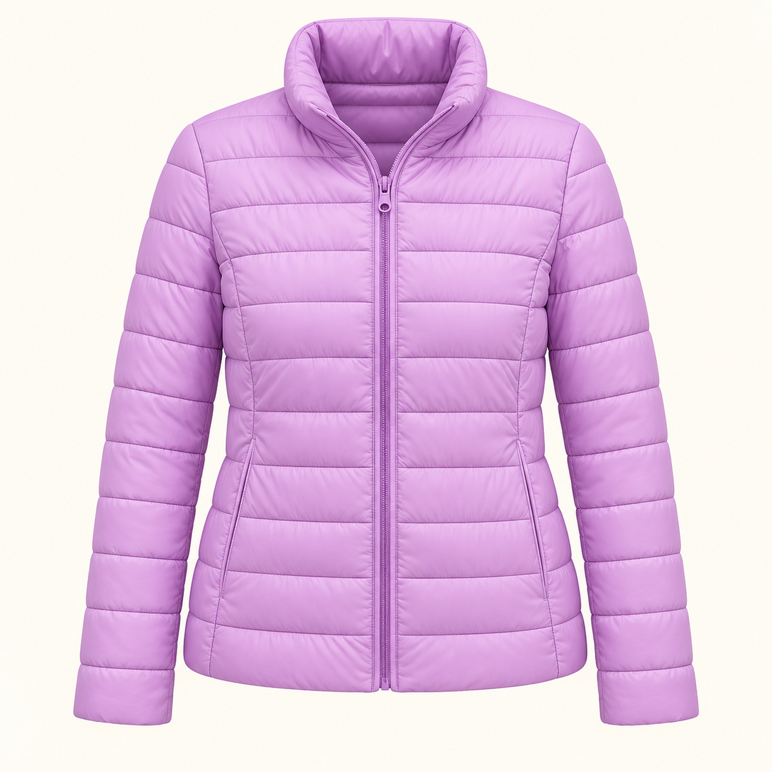 Ulla transitional padded jacket in Lilac, isolated front view