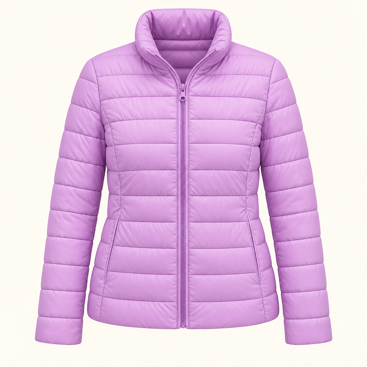 Ulla transitional padded jacket in Lilac, isolated front view