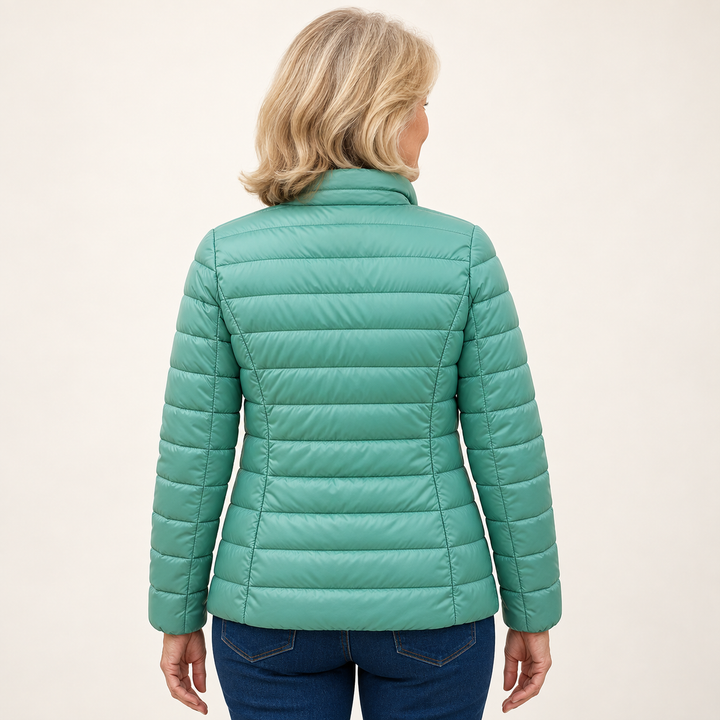 Ulla transitional padded jacket in Mint Green, back view
