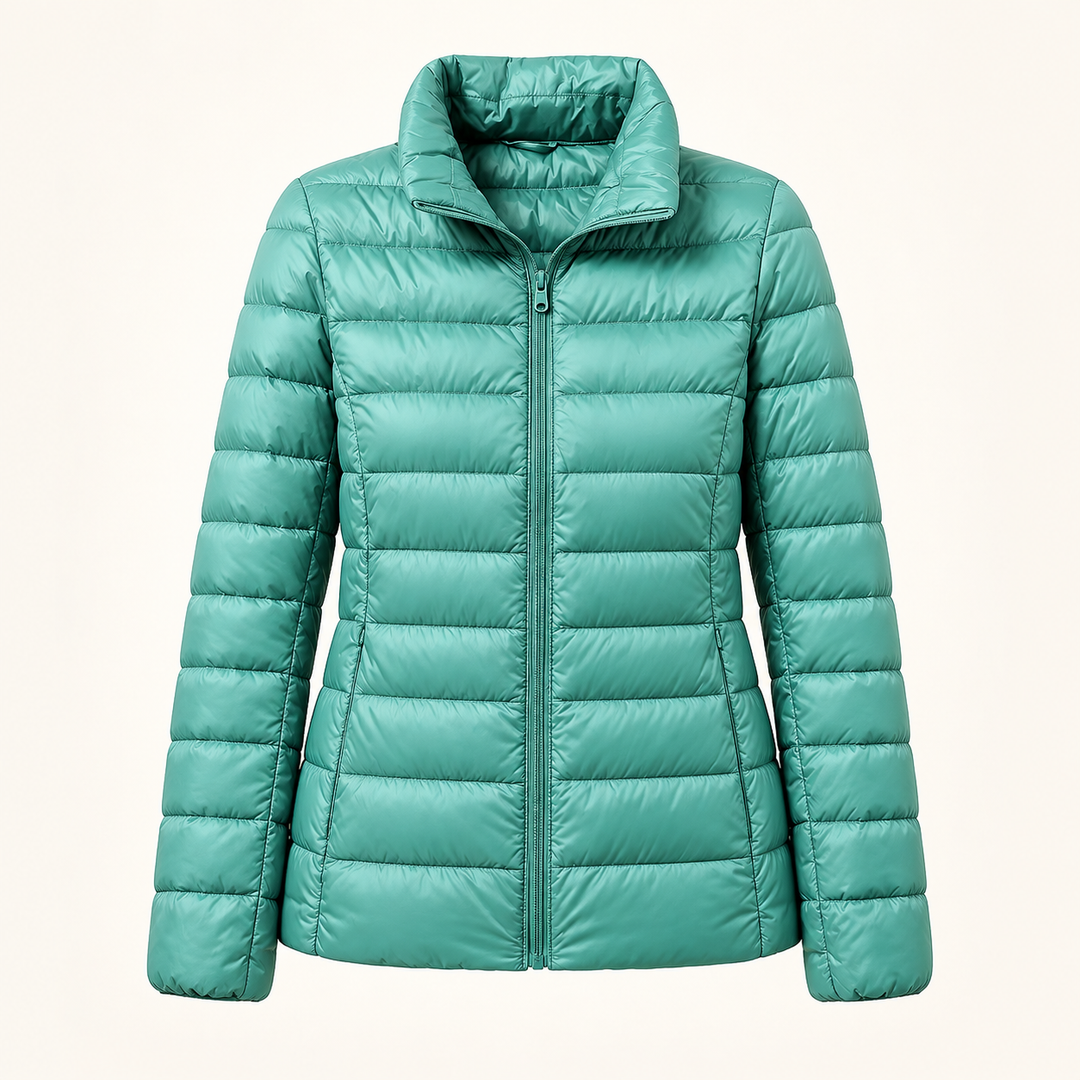 Ulla transitional padded jacket in Mint Green, isolated front view