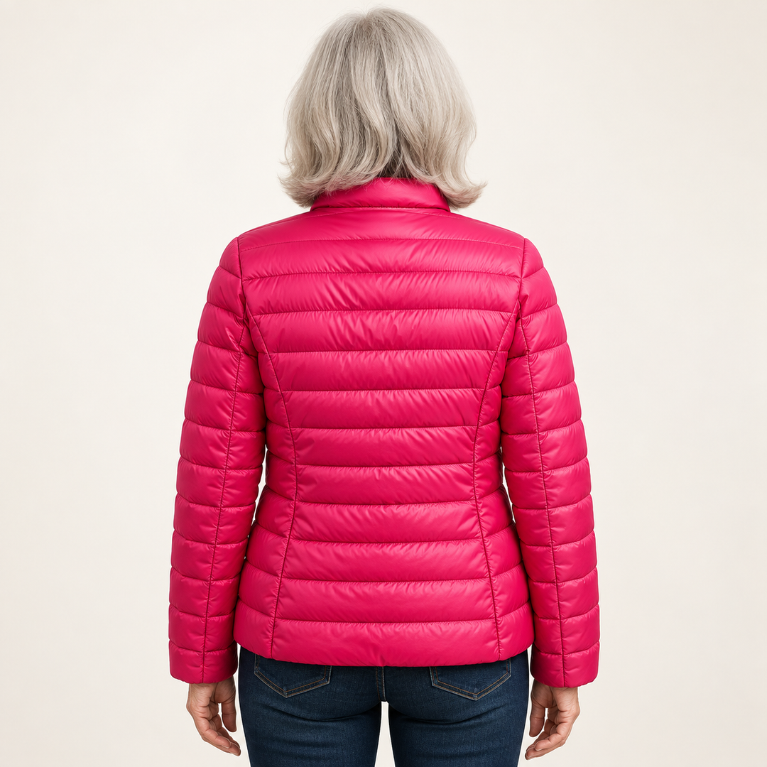 Ulla transitional padded jacket in Pink, back view