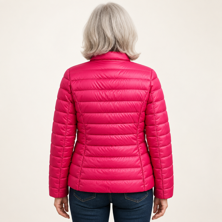 Ulla transitional padded jacket in Pink, back view